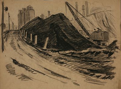 Курилович Александр Михайлович (1928 г.р.). Без названия. 1950-60 е гг. Бумага, уголь. 42,5Х55 