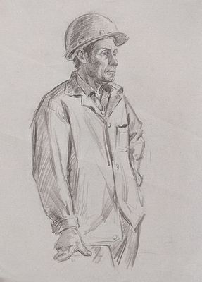 Курилович Александр Михайлович (р. 1928). Строитель. 1960-70-е гг. Бумага, графитный карандаш 