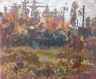 Бельмасов Борис Петрович (1940-2016). Лот из двух картин. 1.Осенний лес. 2.Сухие деревья. Картон 