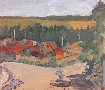 Бельмасова Людмила Борисовна (1964).Дома. Картон, масло. 23 х 20 см. Живописец. Училась в 