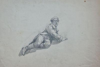 Неизвестный художник (Россия). Солдат. Бумага, графитный карандаш. 16 х 21 см.