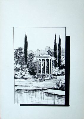 Неизвестный художник. Ротонда. Бумага, тушь. 30,5Х21,5 см.