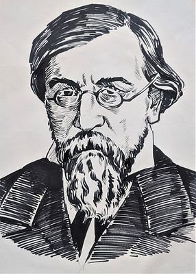 Неизвестный художник. Портрет. Бумага, фломастеры. 49,5х37 см.