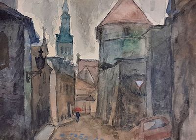 Лунёв Валерий Иванович
(1949–2016). Старый город. Бумага, акварель, графитный карандаш. 15,5 х 