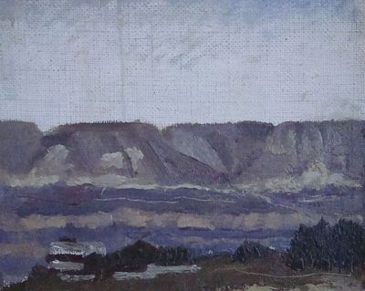 Бельмасов Борис Петрович. Кисловодск. 1979 г. Картон, масло. 22,5 Х 18 см. На обороте подпись 