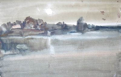 Шехавцев Николай Андреевич (1939 г.р.). Пейзаж. 1970-е гг. Бумага, акварель. 33,4Х50,2 см. 