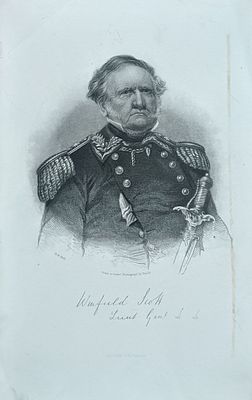 Гравюра: Портрет генерал-лейтенанта Уинфилд Скотта. New York. G.P. Putnam. XIX век. Бумага 