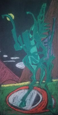 B. Tessler. 1960 е гг. 
Тонированная бумага, цветная пастель.