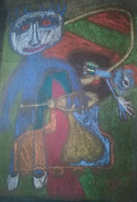 B. Tessler. 1960 е гг. 
Тонированная бумага, цветная пастель.