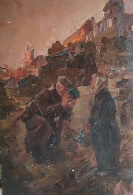 великая отечественная война картон масло 50х35 см