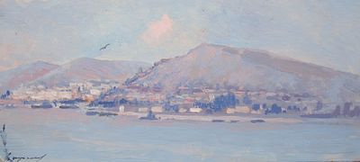 Орлов Василий Сергеевич (1910-2010). В Крыму. 1972 г. 
Бумага, масло. 12 Х 27 см. Слева внизу 