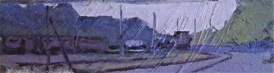 Орлов Василий Сергеевич (1910-2010).Железная дорога. 1940-е гг. Картон, масло. 4,5Х17,5 см. 