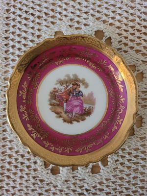 Тарелка миниатюрная фарфоровая Лимож Limoges. Миниатюрная тарелочка из фарфора в отличном 