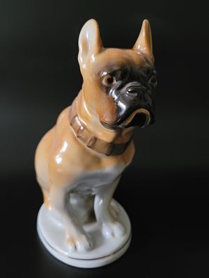 Статуэтка Бульдог. Фарфоровая скульптура "Бульдог" ("Боксер") ЛФЗ. 60-е гг прошлого века. 