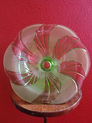 Ваза для фруктов урановое стекло Walther & S&ouml;hne. Большая ваза фруктовница Walther &amp; S&ouml;hne 