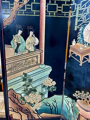 Старинная антикварная ширма , Китай , 19 в. Ширма в идеальном состоянии. В-180 см, ш-160 
