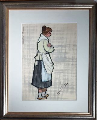 אמן לא מזוהה - דמות. שמן על בד 30X20 חתום