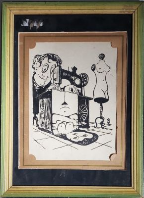 אמן לא מזוהה - תופר. טוש על נייר