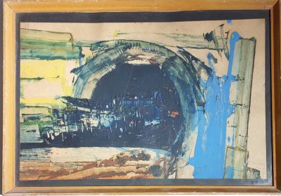 אמן לא מזוהה - מערה. טכניקה מעורבת על קרטון 32X20 חתום