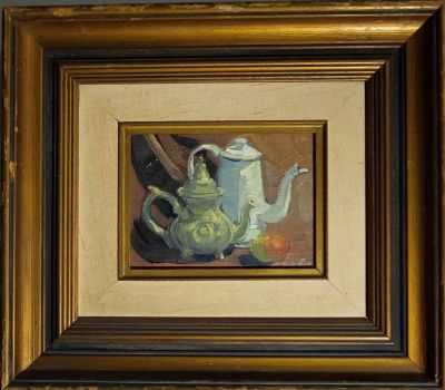 שאול ויקטור - קומקומים . שמן על קרטון 15X12 חתום .אודות יצירתו 
שאול ויקטור הרבה לצייר נופים של 