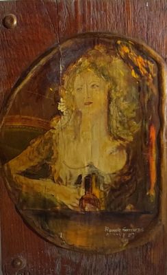 רוני גולדנברג - דמות אישה . שמן על עץ18X30 חתום