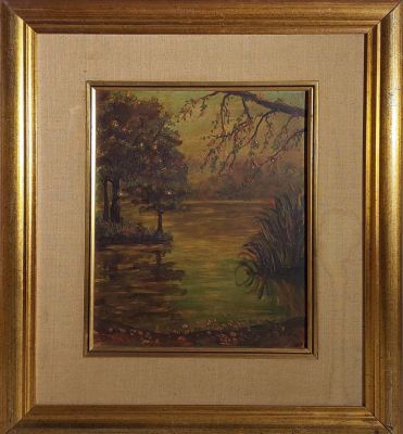 אמן לא מזוהה - נוף . שמן על עץ 23X29 חתום