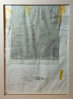 אמן לא מזוהה - ללא כותרת טכניקה מעורבת על נייר 33X48 לא נצאה חתימה .