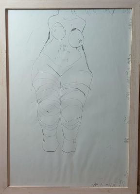 אמן לא מזוהה - ללא כותרת טכניקה מעורבת על נייר 33X48 לא נצאה חתימה .