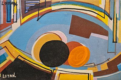 יונה לוטן - ללא כותרת. שמן על בד, 23x36 ס"מ, חתום.