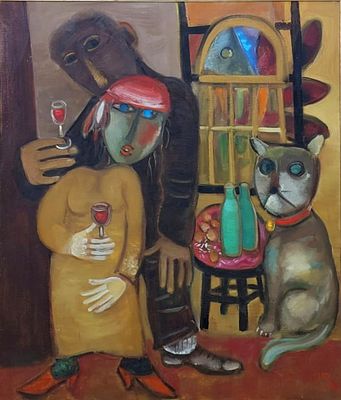 ליאו רוט - משפחה . שמן על בד 100X80 חתום