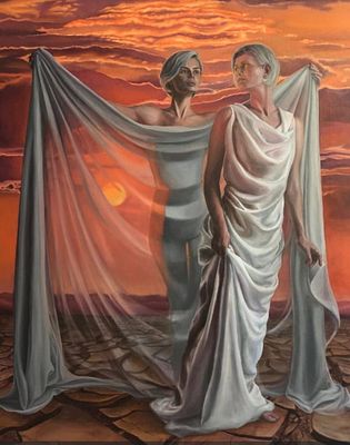 ברברה רוסקובה Varvara Russkova - Escape. שמן על בד 70X100 חתום . 2020 . ציור מאוד חשוב מאוד של 