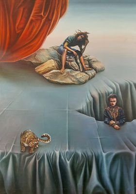 אלכס נזדנוב - דיוקן האמן. שמן על בד 65X90 חתום .