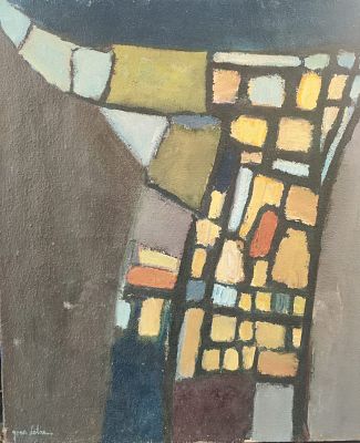 יונה לוטן - מבנה אדרכלי . שמן על בד 60X50 חתום .