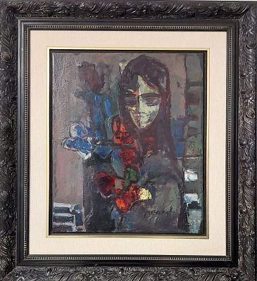 צבי מאירוביץ - דיוקן יהודית הנדל. הייתה סופרת ישראלית, כלת פרס ישראל לספרות, . שמן על בד 41X33 