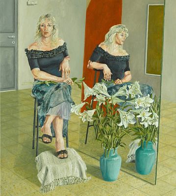 איצו רימר - ילנה. שמן על בד 86×101 
ס"מ שמן על בד חתום.2005.רימר משתמש במגוון רחב של צבעים עזים 