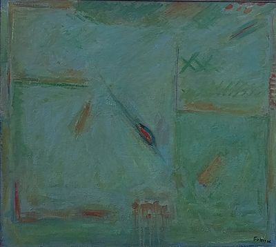 פנחס אברמוביץ - מסדרת החלונות . נדיר. שמן על בד 90X80 חתום.פנחס אברמוביץ (1909 – יוני 1986)