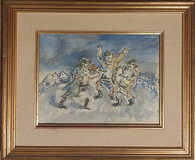 יוסל ברגנר. אקוורל על נייר 27X36 חתום .