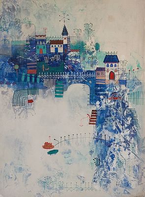 Heshi Yu - נוף. שמן על בד 52X72 חתום .