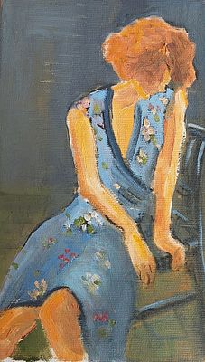 מרים קוג'וקרו - מחשבות. שמן על בד מוצמד לעץ 24X14 חתום .