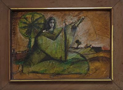 אהרון שבו - דמות. שמן על קרטון 35X50 חתום