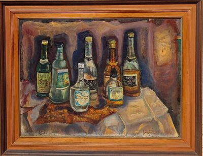אלברט גולדמן - בקבוקים. שמן על בד 80X60 חתום