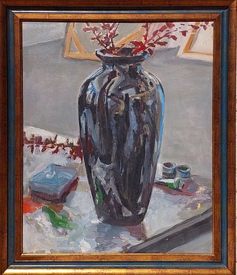 מיכל גולדמן - אגרטל. שמן על בד 62X80 חתום