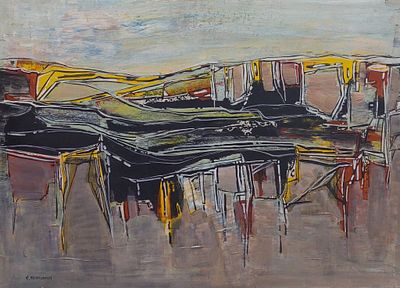 אפרים מודזלביץ - ללא כותרת. שמן על קרטון מוצמד לעץ 50X70 חתום .אפרים מודזלביץ' (1931-1995) היה צייר 