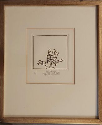 מנחם למברגר - כף יד . ליתוגרפיה 16X14חתום .