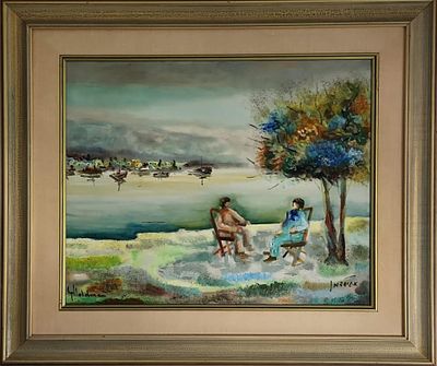 אלברט גולדמן - נוף כנרת ציור באיכות מוזיאלית של האמן. שמן על בד 65X55 חתום . אלברט גולדמן (צייר 