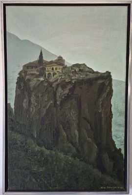 מאיר פיצ'חדזה צייר ישראלי - ארמון רספוטין על הסלע .ציור באיכות מוזיאלית של האמן. שמן על בד 70&times;46 