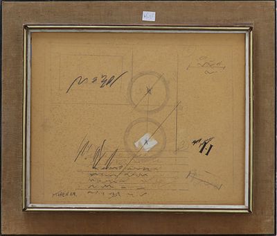 שלמה קורן - צורות גיאומטריות. רישום וגואש על קרטון 45X35 חתום . 1969 נדיר לראות עבודות של האמן 