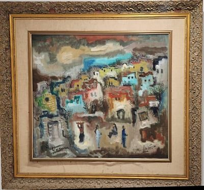 אלברט גולדמן - נוף צפת ציור באיכות מוזיאלית של האמן. שמן על בד 60X65 חתום . אלברט גולדמן (צייר 