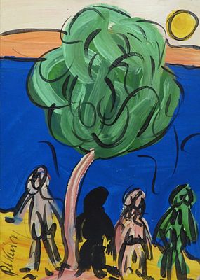 פיטר רוברט קייל - נוף עצים. שמן על מזונית 50&times;70 חתום 1962: תערוכת יחיד ראשונה בגלריה לאמנות 