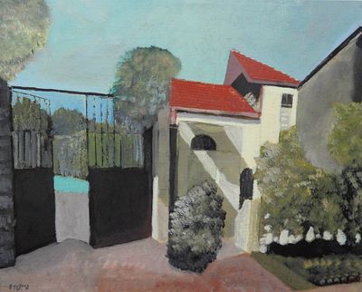 עודד פיינגרש - כניסה לבית . מדובר בציור מקורי שצויר מעל הדפס קיים, זה כבר נחשב לרוב כציור בטכניקה 